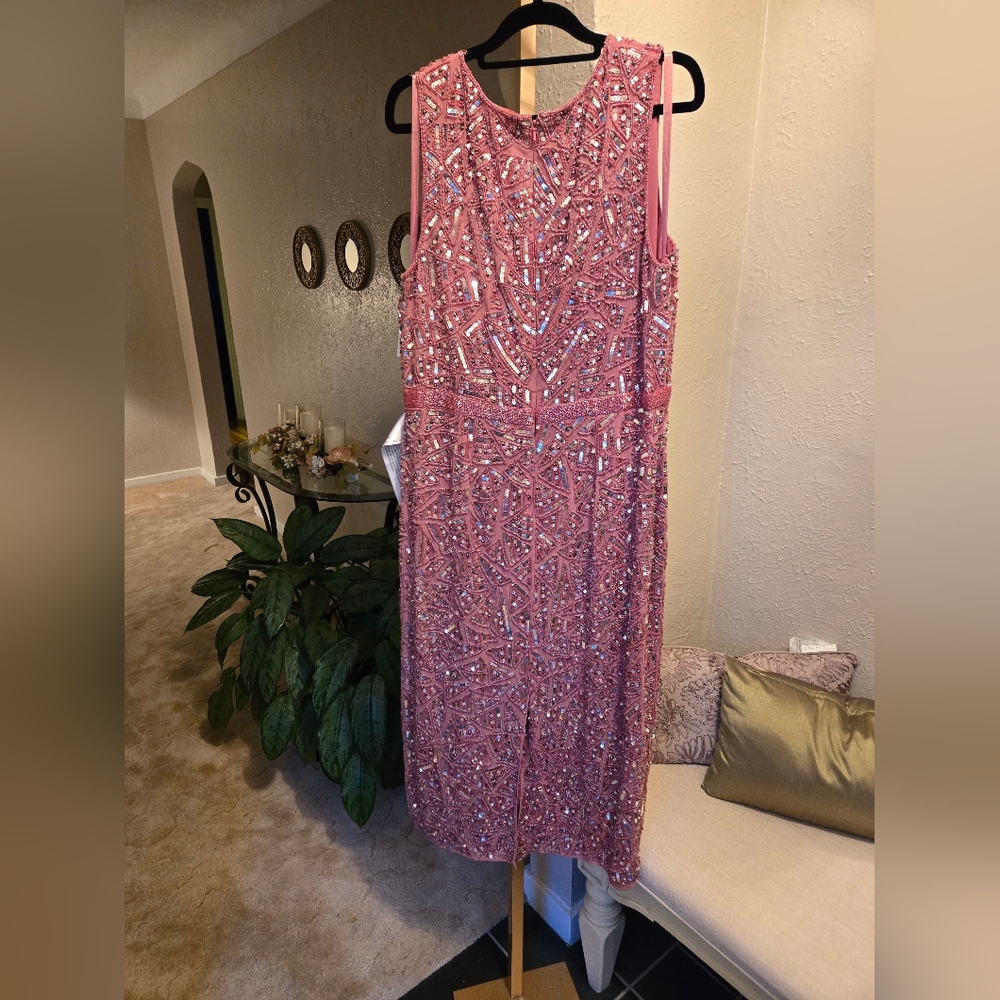 Mac Duggal Geometric Patterned Sequin Midi Dress … - image 5